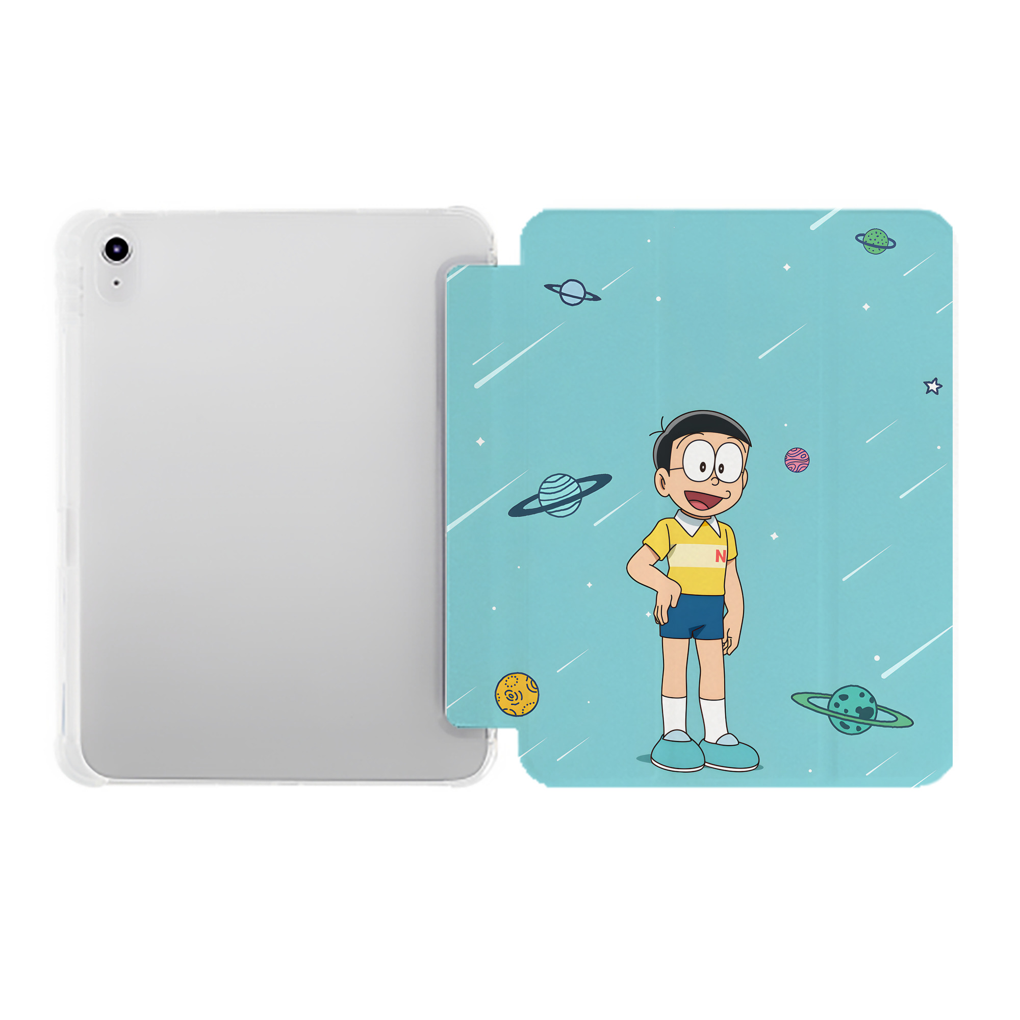 （画像用） ドラえもん Doraemon IPad ケース ペン収納付き 三つ折りスタンド PUレザー×シリコン 対応機種9.5/10.5/10.9インチ